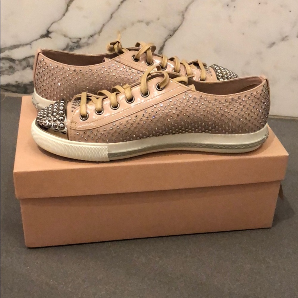 Miu Miu Crystal Encrusted Sneakers